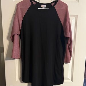 Black and Pink Raglan Sleeve Top